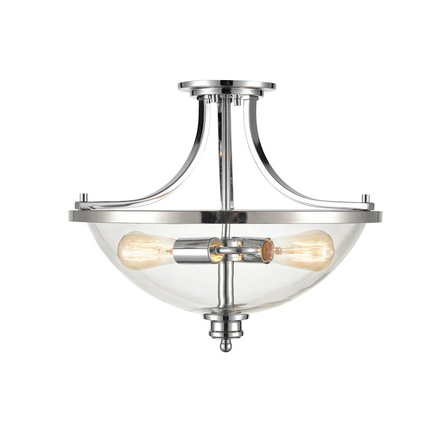 Millennium Forsyth 2 Light 17" Semi-Flush Ceiling Mount, Chrome - 3622-CH