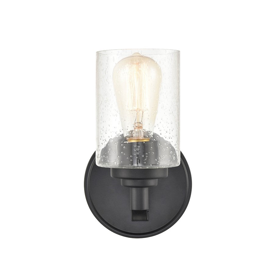 Millennium 1 Light 9" Wall Sconce, Matte Black/Clear Seeded - 3681-MB