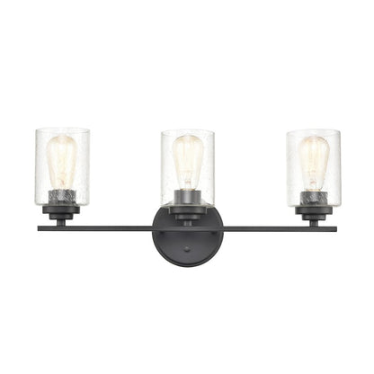 Millennium 3 Light 7.875" Vanity, Matte Black/Clear Seeded - 3683-MB