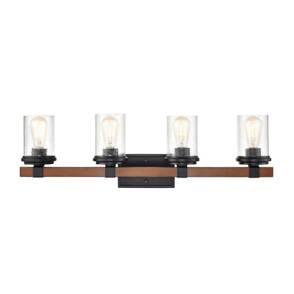 Millennium Taos 4 Light 10.25" Vanity, Matte Black/Wood Grain - 3804-MB-WG