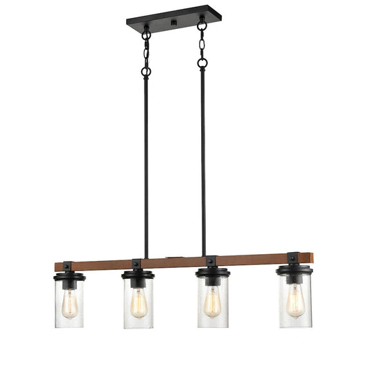 Millennium 4 Light 46.25" Island, Matte Black/Wood Grain - 3824-MB-WG