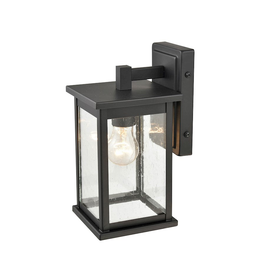 Millennium Bowton 1 Light 11" Outdoor Wall Sconce, Black/Clear Seeded - 4101-PBK