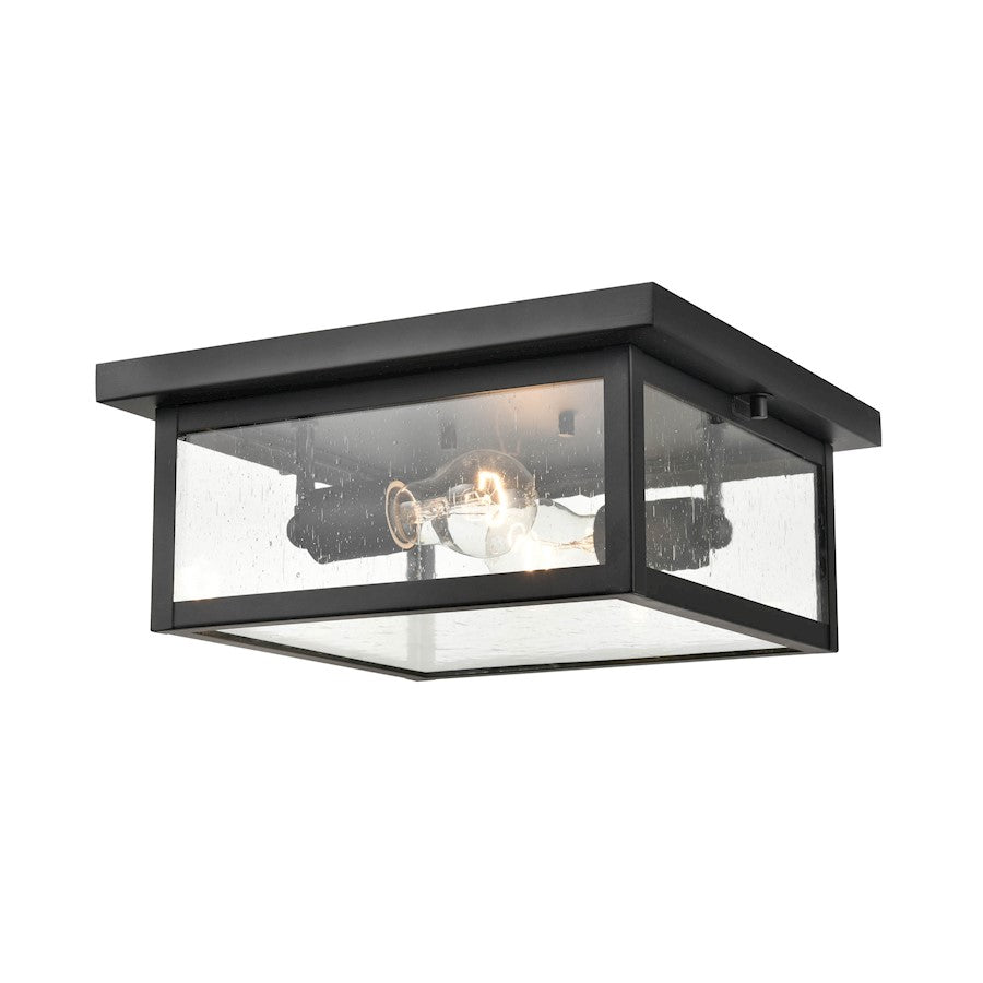 Millennium Lighting Evanton 2 Light Outdoor Flush Mount, Black/Clear - 4122-PBK