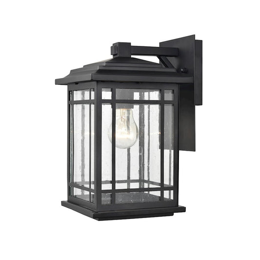 Millennium Armington 1 Lt 12" Outdoor Wall Sconce, Black/Seeded - 4151-PBK