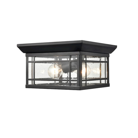 Millennium Armington 1 Light Outdoor Flush Mount, Black/Clear Seeded - 4154-PBK