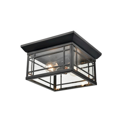 Millennium Armington 1 Light 11" Outdoor Flush Mount, Black/Clear