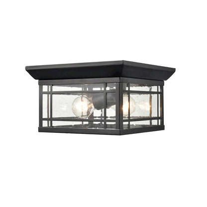 Millennium Armington 1 Light 11" Outdoor Flush Mount, Black/Clear