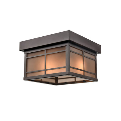 Millennium Brockston 1 Light Outdoor Flush Mount, Bronze/Tea Stained - 4164-PBZ