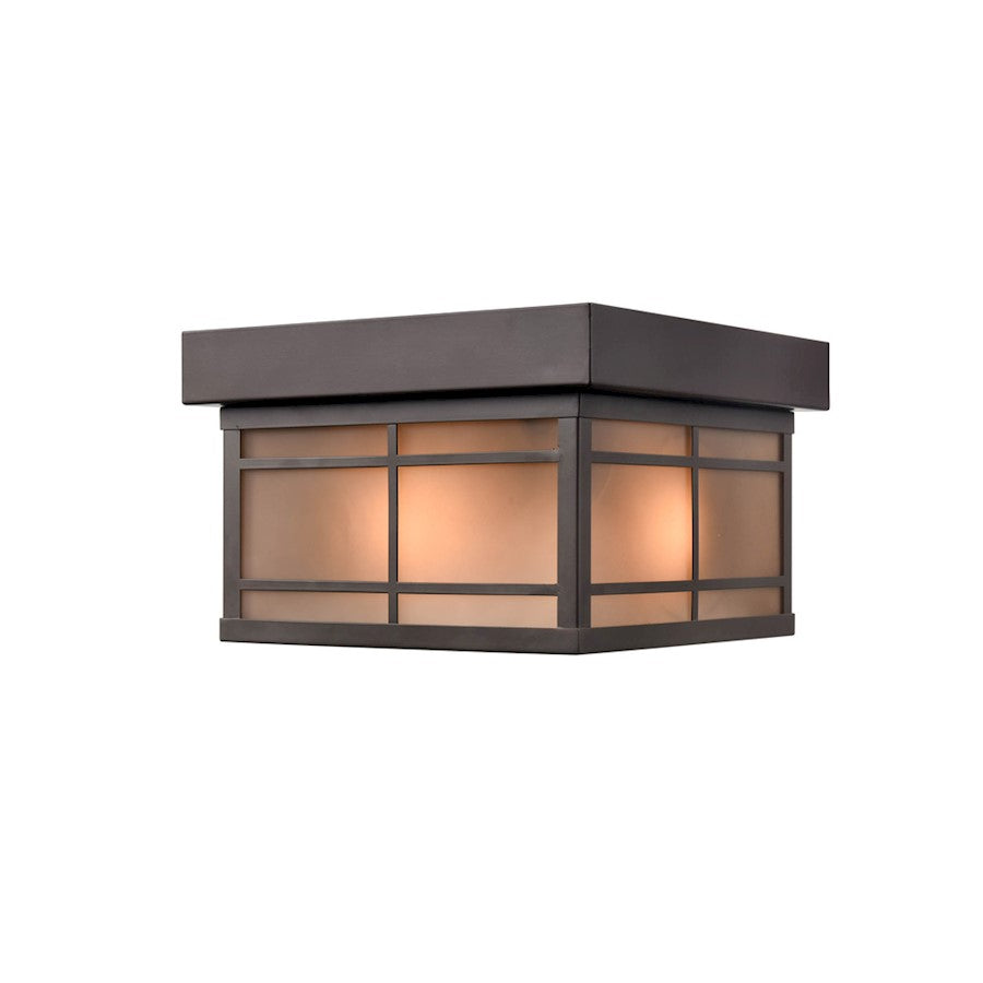 Millennium Brockston 1 Light 12" Outdoor Flush Mount, Bronze/Tea