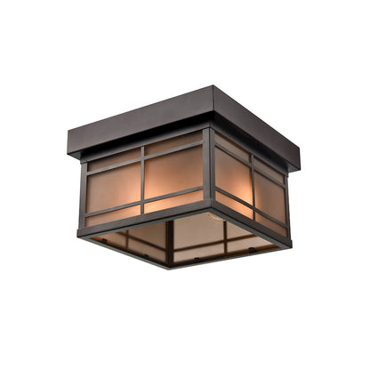 Millennium Brockston 1 Light Outdoor Flush Mount, Bronze/Tea Stained