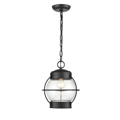 Millennium Aremelo 1 Light Outdoor Hanging Lantern, Black/Seeded - 4172-PBK