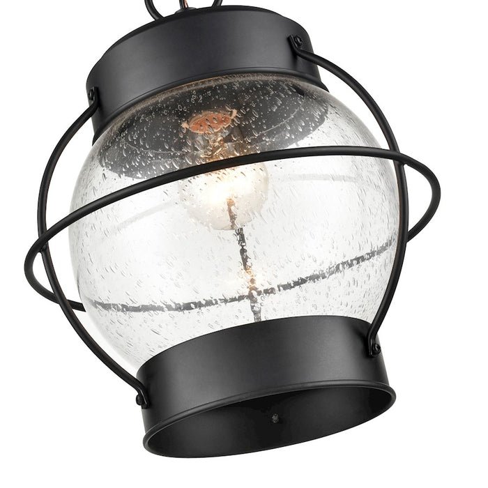 Millennium Aremelo 1 Light Outdoor Hanging Lantern, Black/Seeded