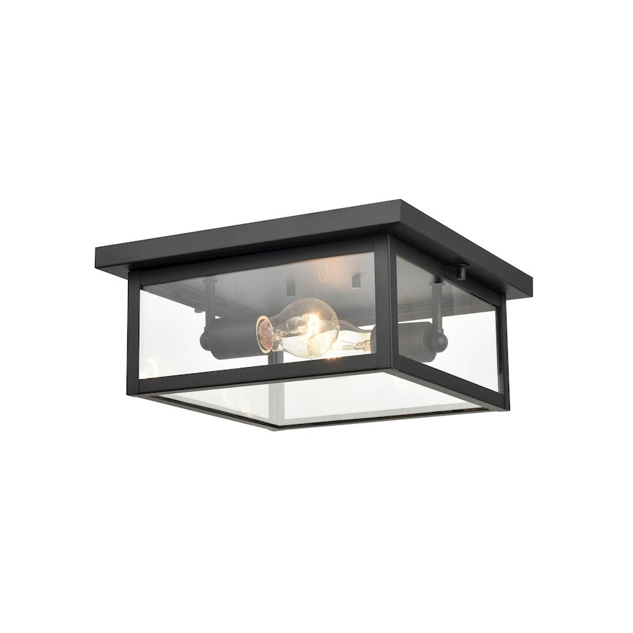 Millennium Lighting Evanton 2 Lt Outdoor Flush Mount, Black/Seeded