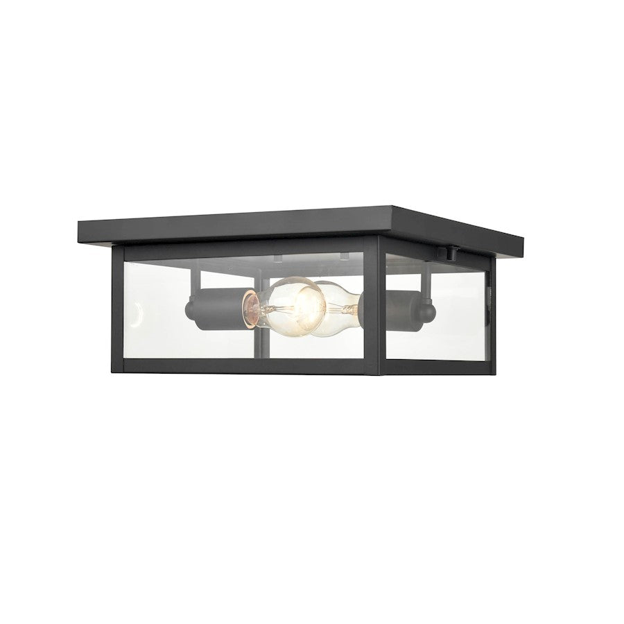 Millennium Lighting Evanton 2 Lt Outdoor Flush Mount, Black/Seeded