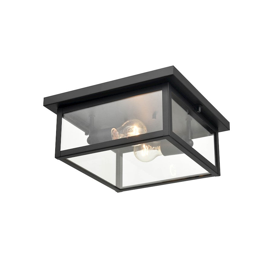 Millennium Lighting Evanton 2 Lt Outdoor Flush Mount, Black/Seeded