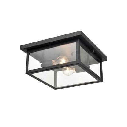 Millennium Lighting Evanton 2 Lt Outdoor Flush Mount, Black/Seeded