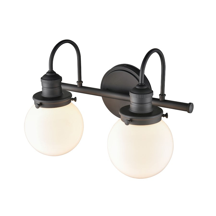 Millennium Lighting Ella 2 Light Vanity, Matte Black/Frosted White - 4222-MB