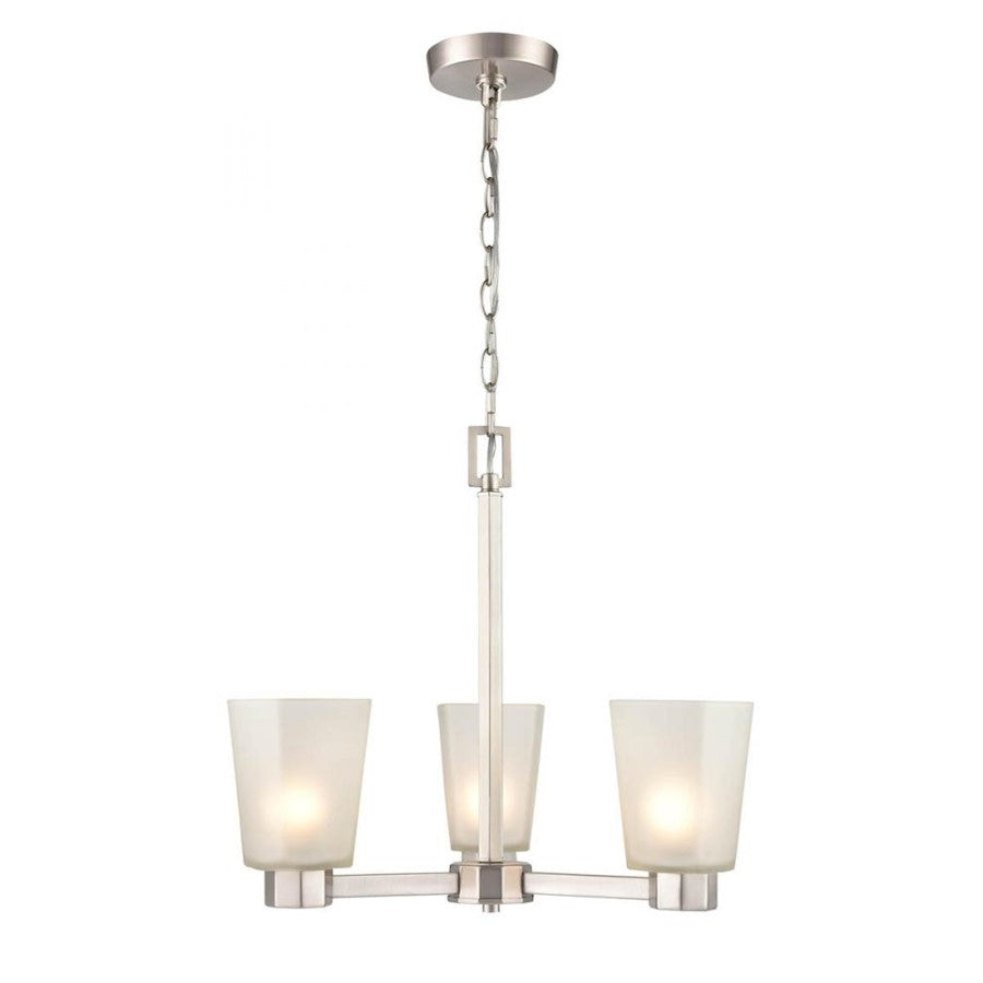 Millennium Coley 3 Light 17.5" Chandelier, Brushed Nickel/Frosted - 4263-BN