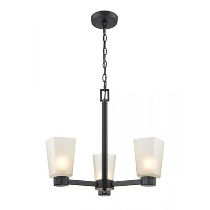 Millennium Coley 3 Light 17.5" Chandelier, Matte Black/Frosted - 4263-MB