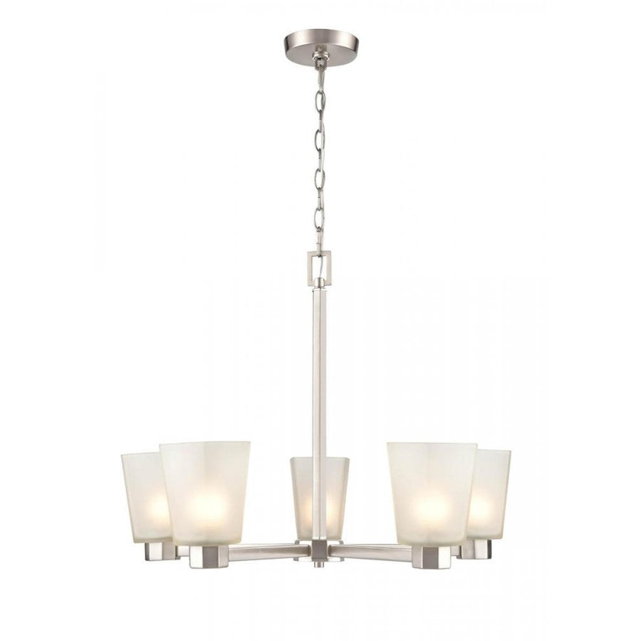 Millennium Coley 5 Light 20" Chandelier, Brushed Nickel/Frosted White - 4265-BN