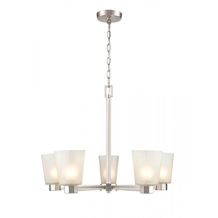 Millennium Coley 5 Light 20" Chandelier, Brushed Nickel/Frosted White - 4265-BN