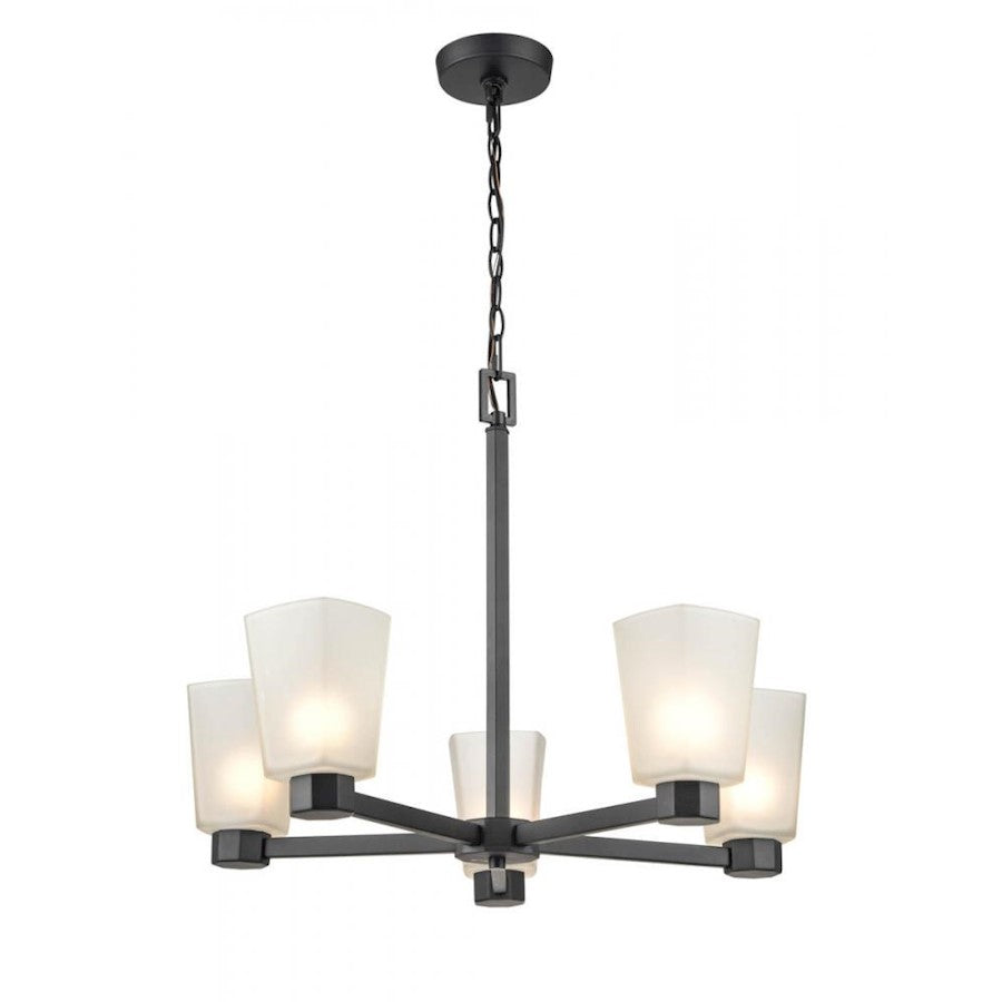 Millennium Coley 5 Light 20" Chandelier, Matte Black/Frosted - 4265-MB