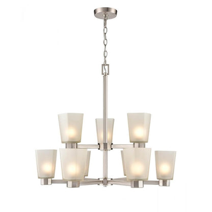 Millennium Coley 9 Light 25.125" Chandelier, Brushed Nickel/Frosted - 4269-BN