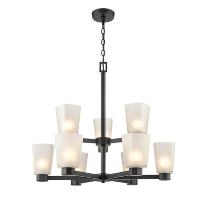 Millennium Coley 9 Light 25.125" Chandelier, Matte Black/Frosted - 4269-MB