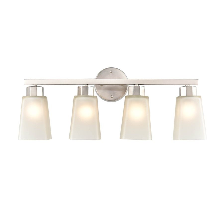 4 Light 10125" Bathroom Vanity Light, Frosted White