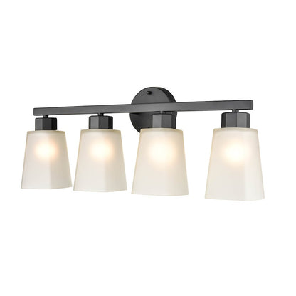 4 Light 10125" Bathroom Vanity Light, Frosted White