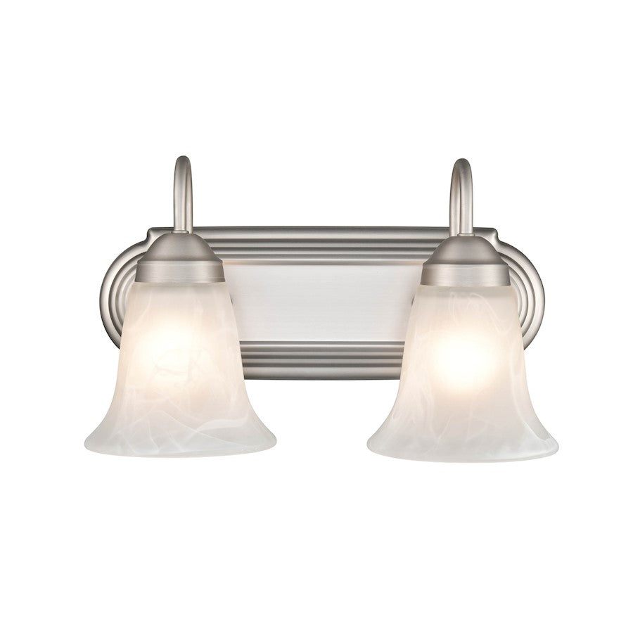 Millennium Lighting 2 Light Vanity Light, Satin Nickel/Faux Alabaster - 4282-SN