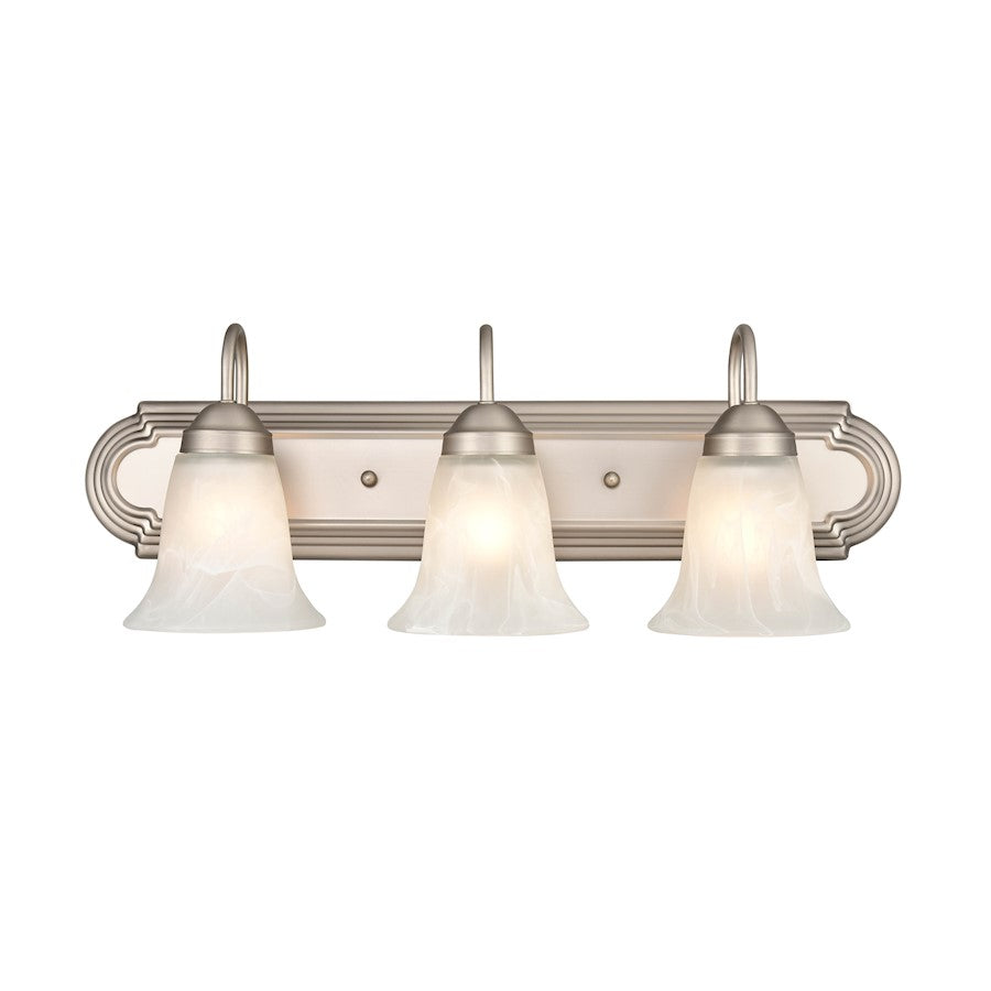 Millennium Lighting 3 Light Vanity Light, Satin Nickel/Faux Alabaster - 4283-SN