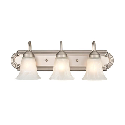 Millennium Lighting 3 Light Vanity Light, Satin Nickel/Faux Alabaster - 4283-SN