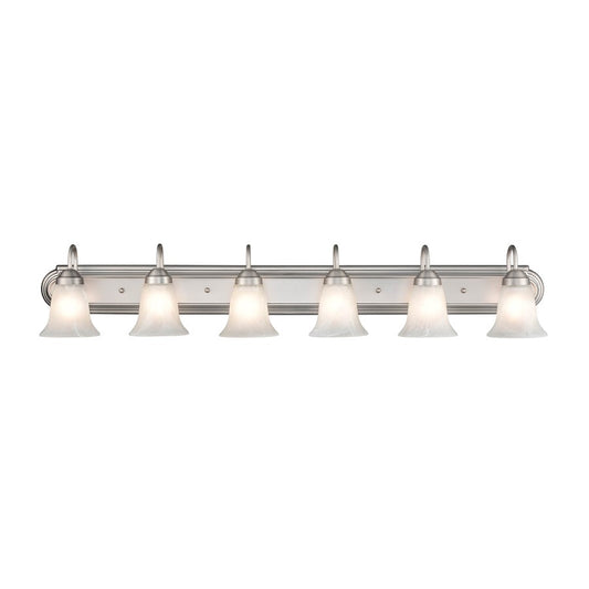 Millennium Lighting 6 Light Vanity Light, Satin Nickel/Faux Alabaster - 4286-SN