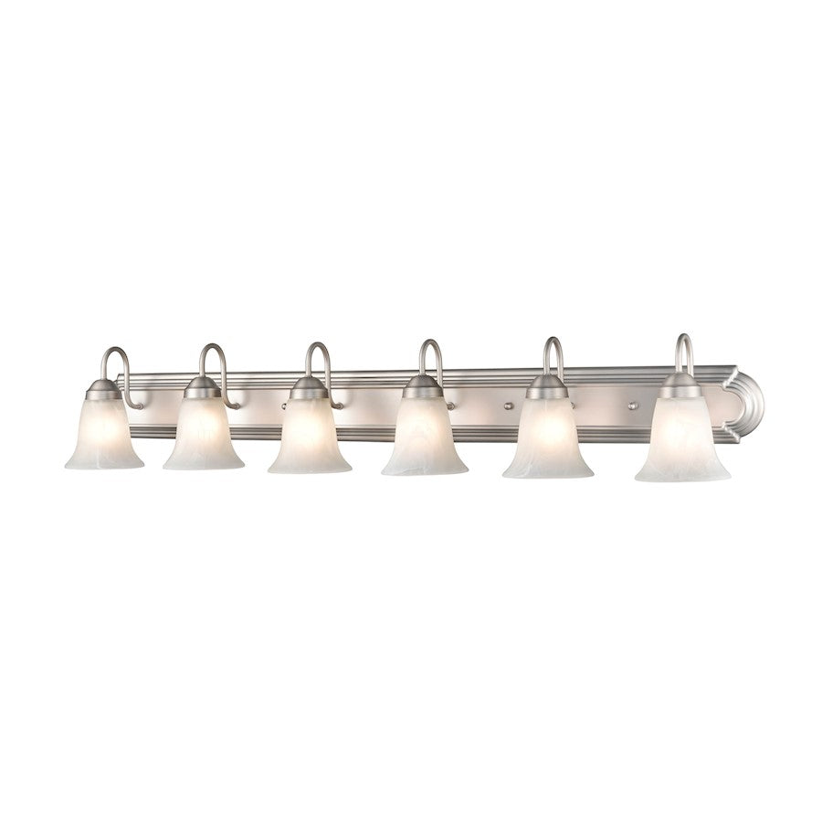 6 Light Bathroom Vanity Light, Satin Nickel