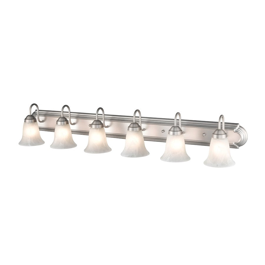 6 Light Bathroom Vanity Light, Satin Nickel