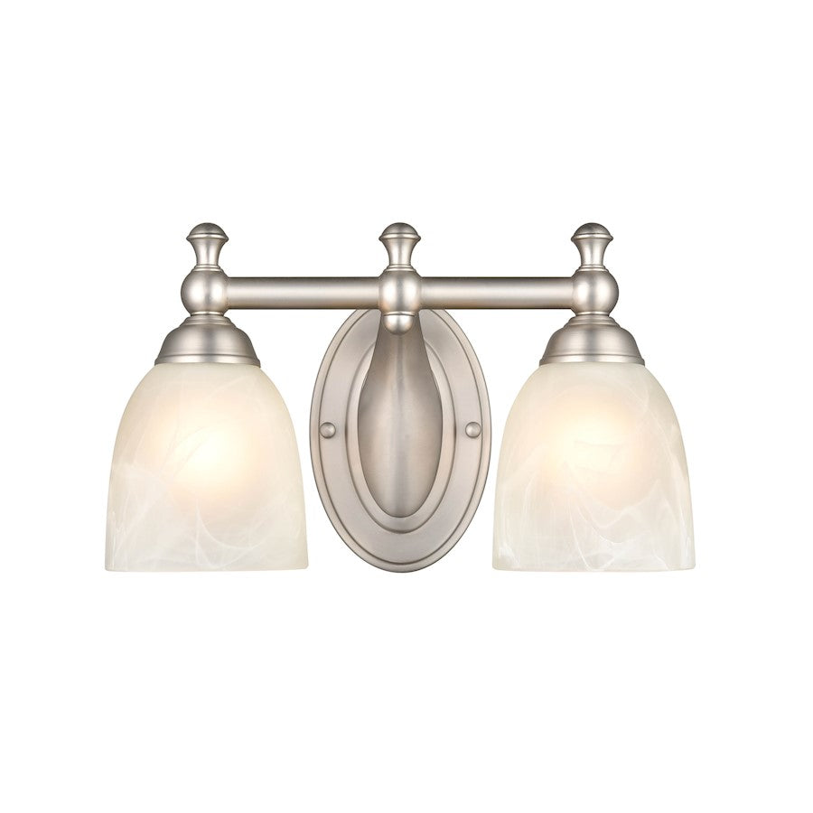 Millennium Lighting 13" 2 Light Vanity Light, Nickel/Faux Alabaster - 4302-SN