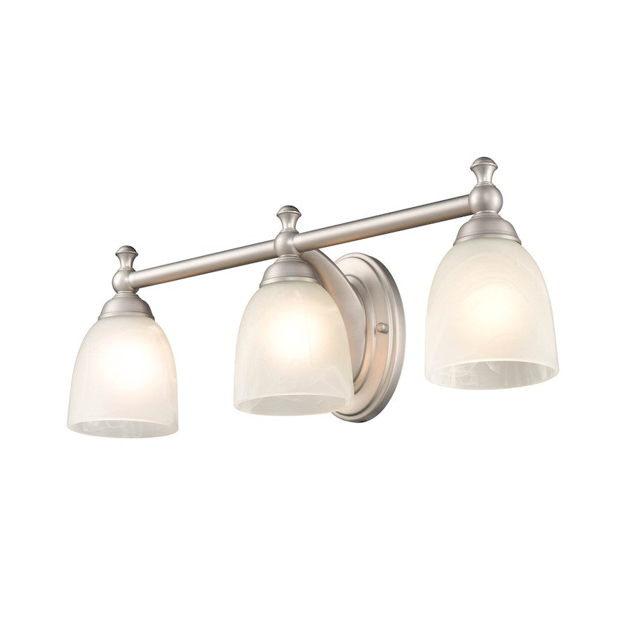 215" 3 Light Bathroom Vanity Light, Nickel