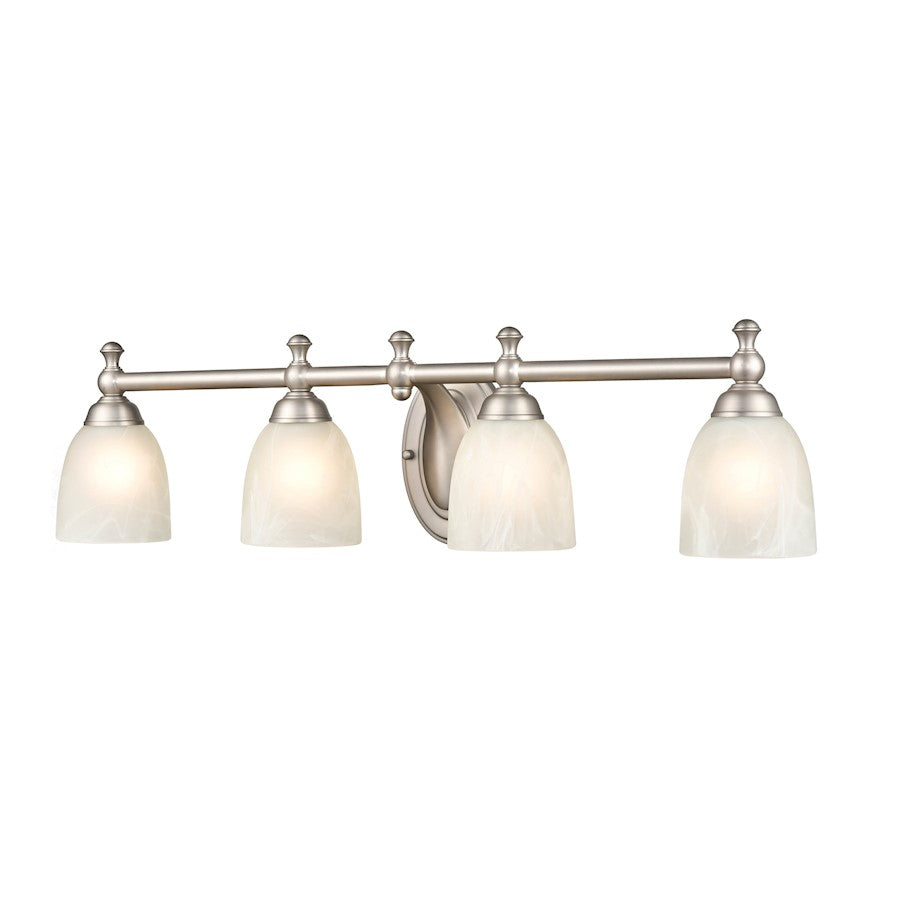 4 Light Bathroom Vanity Light, Satin Nickel