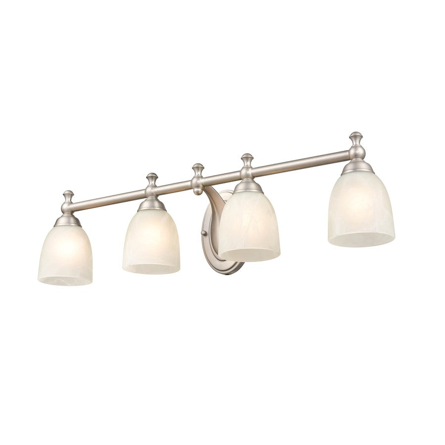 4 Light Bathroom Vanity Light, Satin Nickel