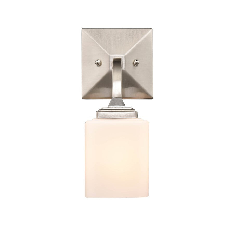 Millennium Lighting Eddison 1 Light Wall Sconce, Nickel/Frosted Opal - 4321-BN