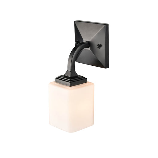 Millennium Lighting Eddison 1 Light Wall Sconce, Black/Frosted Opal - 4321-MB