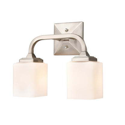 2 Light Bathroom Vanity Light, Frosted Opal