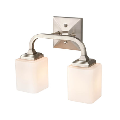 2 Light Bathroom Vanity Light, Frosted Opal