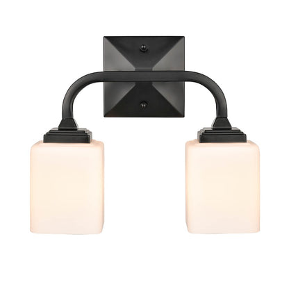 Millennium Lighting Eddison 2 Light Vanity, Matte Black/Frosted Opal - 4322-MB