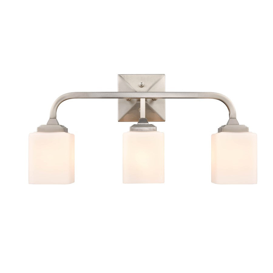 Millennium Lighting Eddison 3 Light Vanity, Nickel/Frosted Opal - 4323-BN