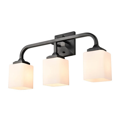 Millennium Lighting Eddison 3 Light Vanity, Matte Black/Frosted Opal - 4323-MB