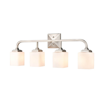 4 Light Bathroom Vanity Light, Frosted Opal