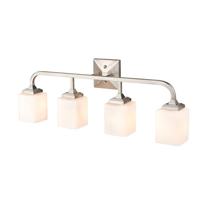 4 Light Bathroom Vanity Light, Frosted Opal