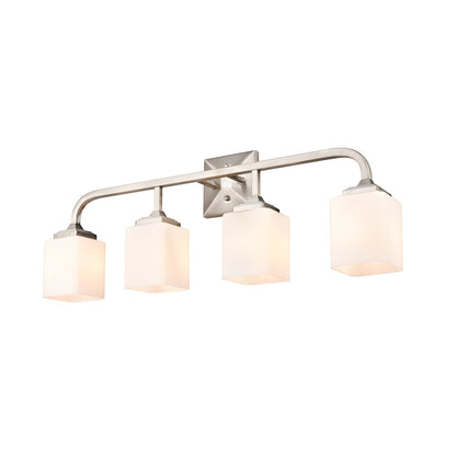 4 Light Bathroom Vanity Light, Frosted Opal